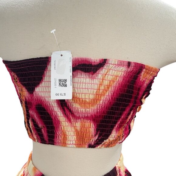 Steps New York Abstract Print Two Piece Maxi Skirt And Bandeau Set Boho Chic - Picture 5 of 12